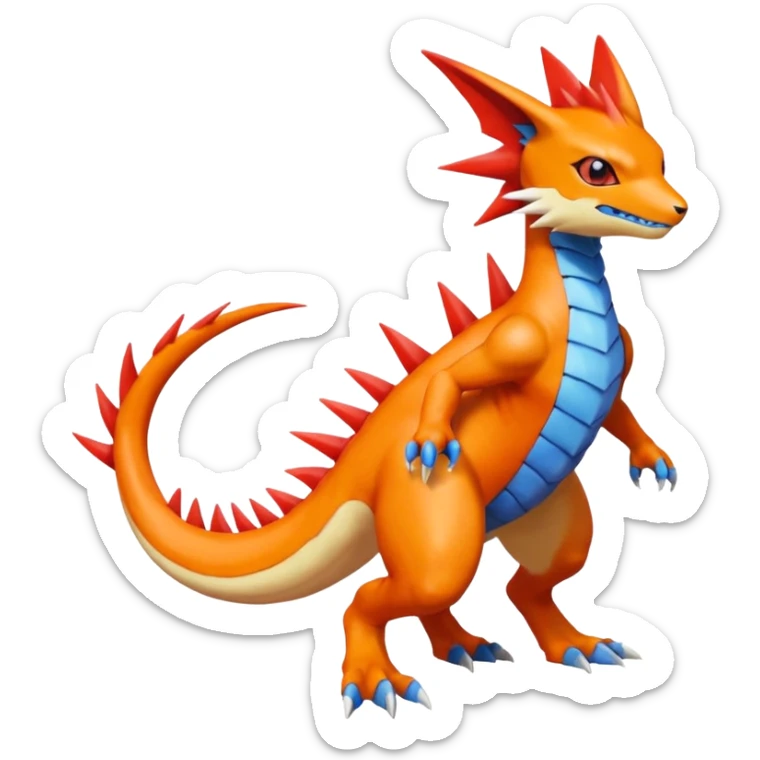 Koraidon-Veemon-Digimon-Latias-Peppercat-Pokémon-Flamedramon-fusion-animal-hybrid-creature, Full body  sticker