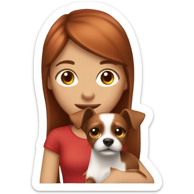 Brown-hair girl with the red-haired Toy Terrier sticker