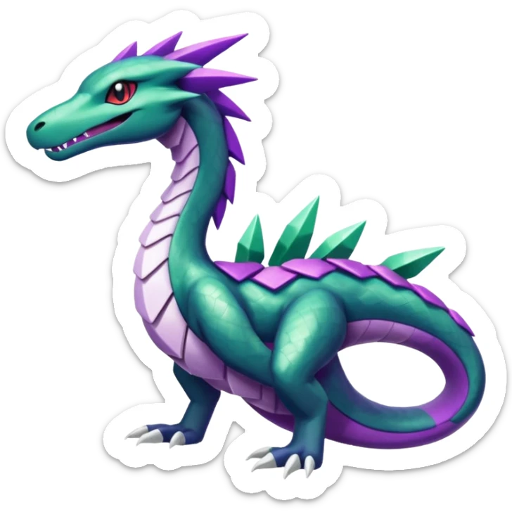 Shiny Green and Purple Salazzle-Seviper-Silvally-Dialga-fusion sticker