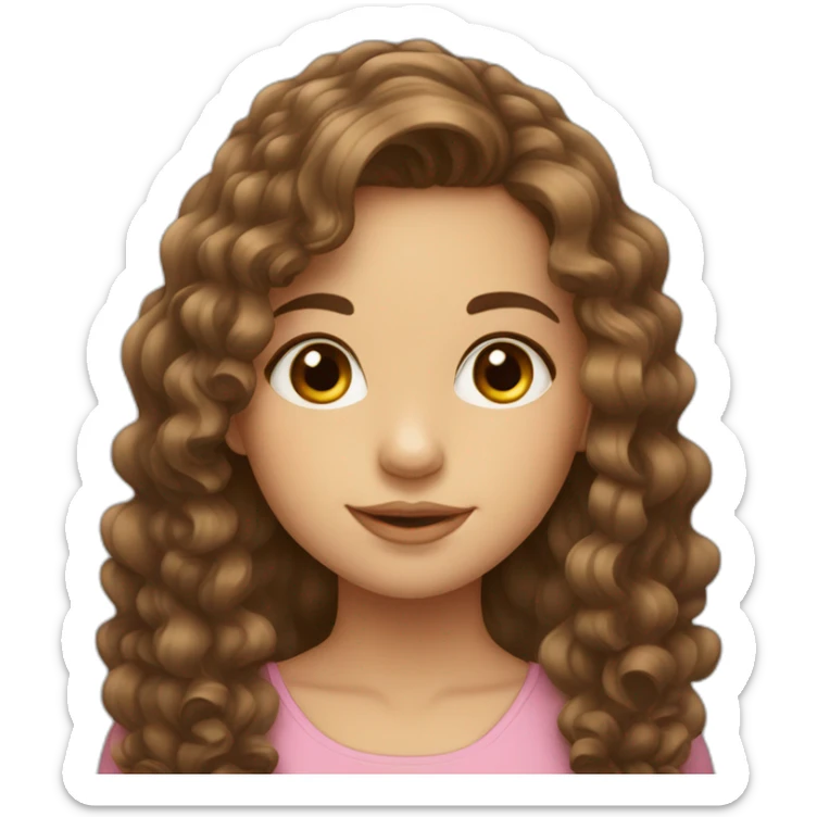 beautiful-girl-with-long-curly-brown-hair-with-a-bow sticker