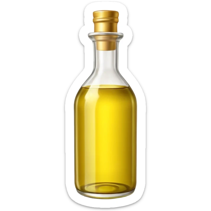 olive oil bottle object icon, glass bottle with golden olive oil, 3D cartoon, mobile game icon style, clean background, no text, no watermark
 sticker
