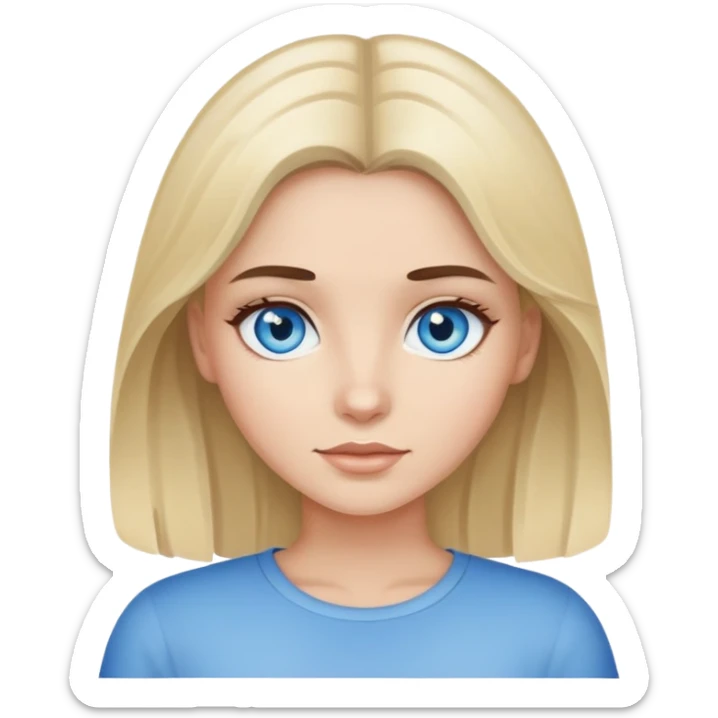 Girl with blue eyes dark brown hair with blonde highlights  sticker