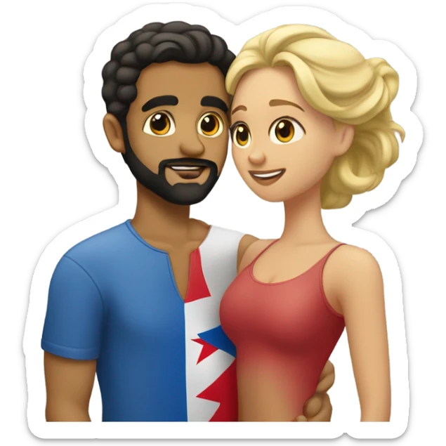 Puerto rican beard short hair with blonde girl kissing  sticker