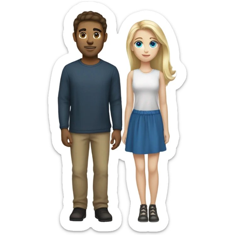 A blonde haired girl with her boyfriend who has dark brown colored hair. They both have blue eyes  sticker