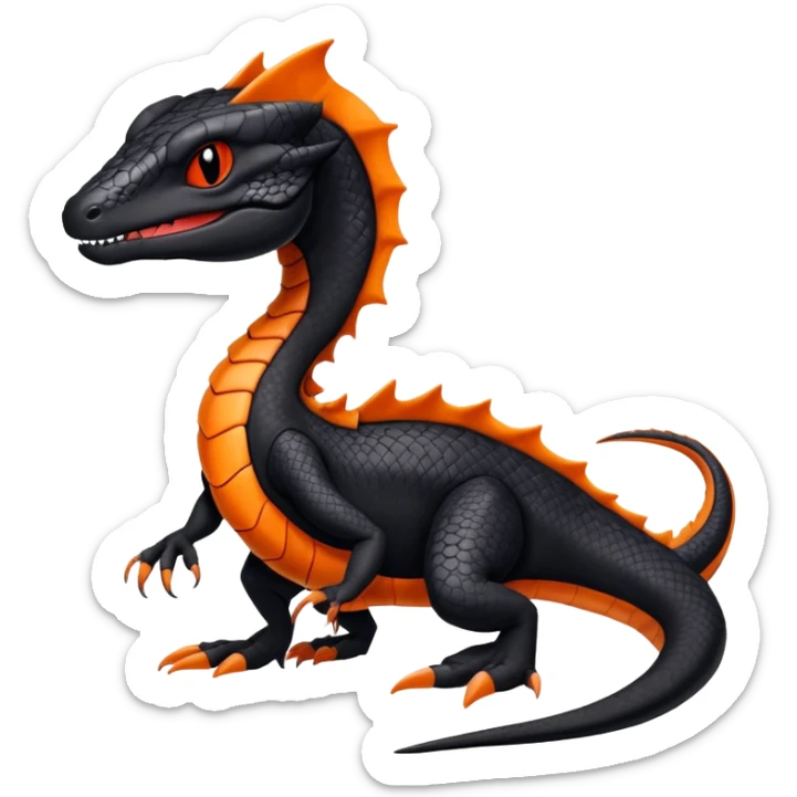 Black an Orange Salandit-Salazzle-Draco-Drakeon-Fakémon-creature-hybrid sticker