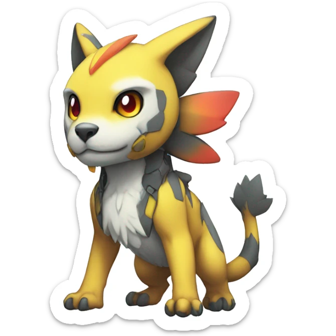 cute cool edgy Digimon-Fakemon-animal with colorful markings full body sticker