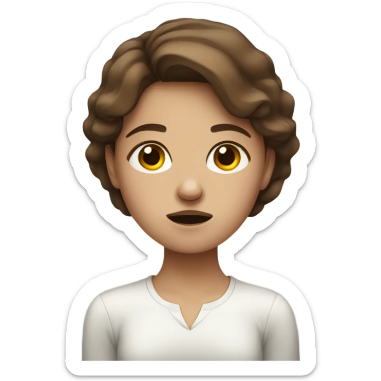 a girl with brown hair who lies and cries from fatigue sticker