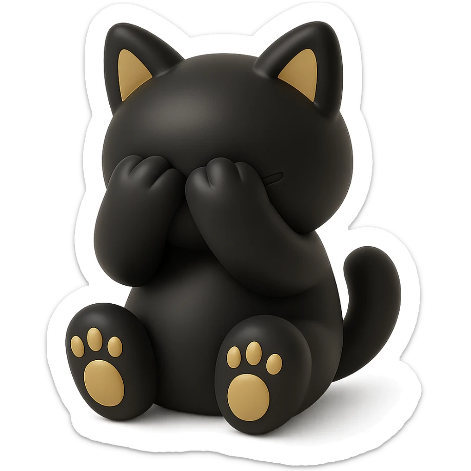 cat covering its face with its paws, balloon style sticker