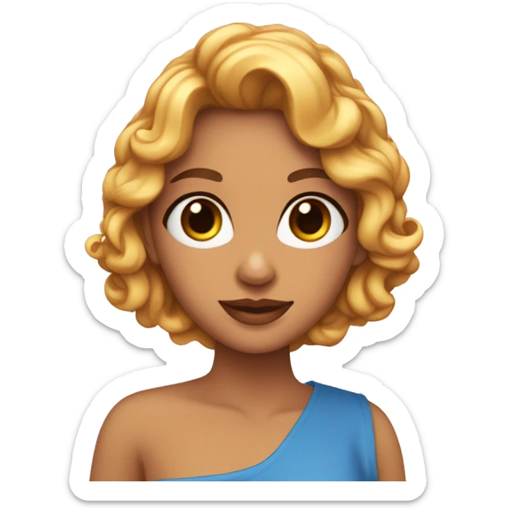 una chica guapa runia con pecas en a cara, ojos azules, pelo negro y rizado sticker