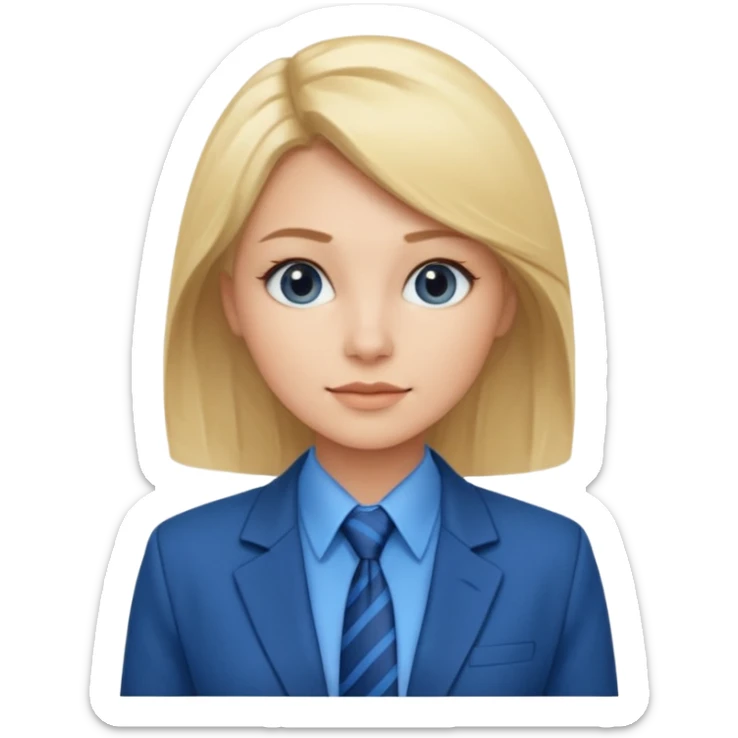 une femme blonde jolie avec une chemise et une veste et cravate bleu sticker