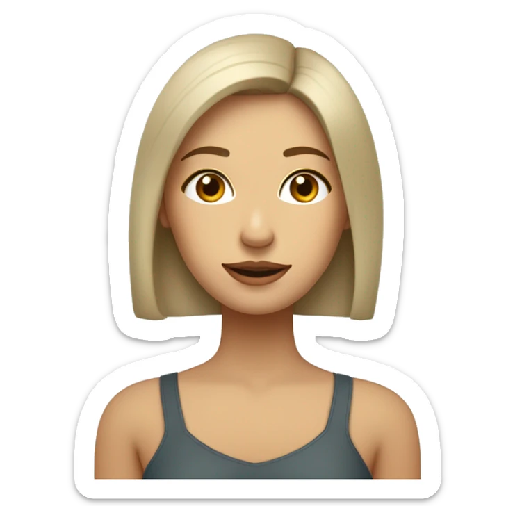 Mujer de piel blanca con pelo lacio a la altura de los hombros , su pelo color sea rubio, de ojos marrones . Que este en varias funciones de expresión  sticker