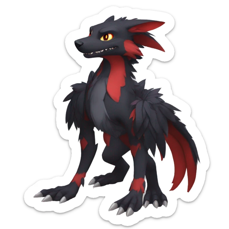 Anthro cool black red nargacuga sergal animal hybrid Fakemon full body sticker