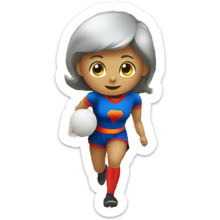 Pelota gigante y una chica encima de la pelota haciendo de supermán  sticker