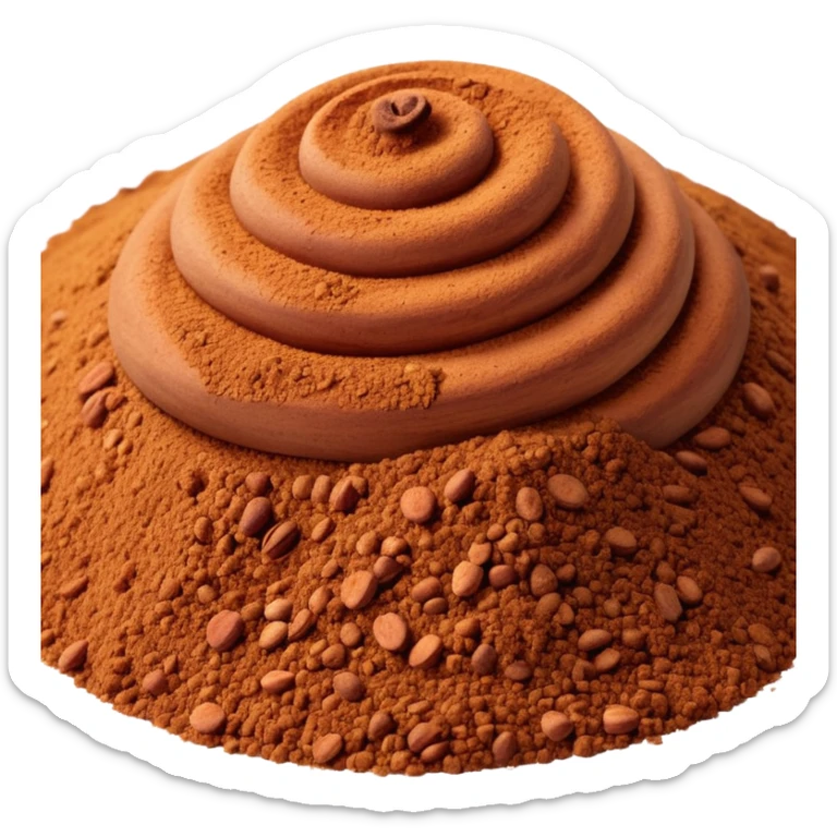 small mound or soft scatter of fine, light brown to beige-green powder with smooth matte texture and delicate speckling, slightly uneven surface, freshly ground spice, apple emoji style, soft lighting, subtle shadows, transparent background, emoji scale sticker