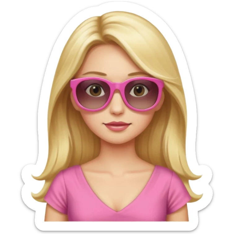 dior women with long blonde hair wear sun glasses, pink dress sticker