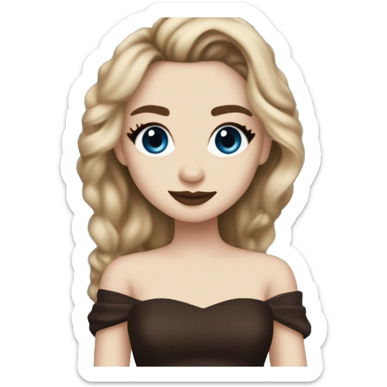 sabrina carpenter with a strapless dark blue dress with an espresso in hand sticker