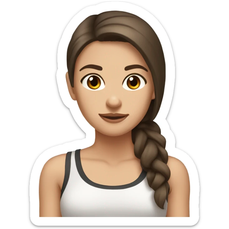 white, tan, brown eyed, brunette, gym clothes, straight hair, pretty woman sticker