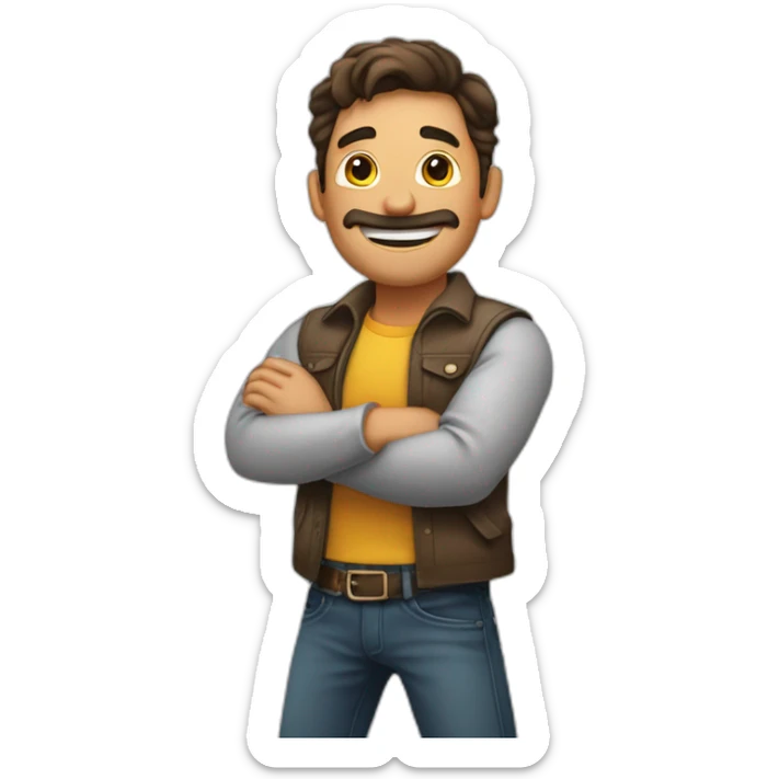 hombre festejando estirando los brazos hacia arriba feliz sticker