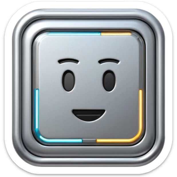 A futuristic microchip emoji made of polished silver chrome, minimal circuit details, smooth metallic surface, soft lighting, iOS emoji style, centered, clean white background sticker
