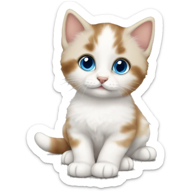 Kitten with white and brown fur, domestic short hair with big blue eyes sticker