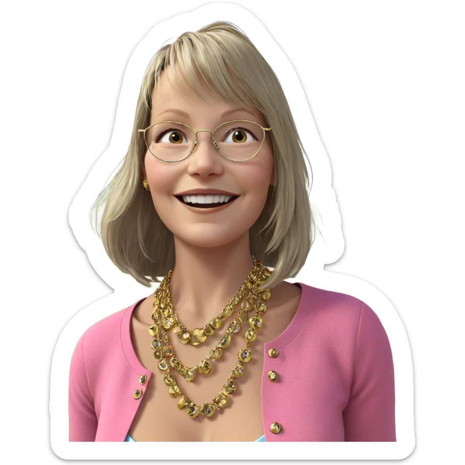 smiling girl with jewelry sticker