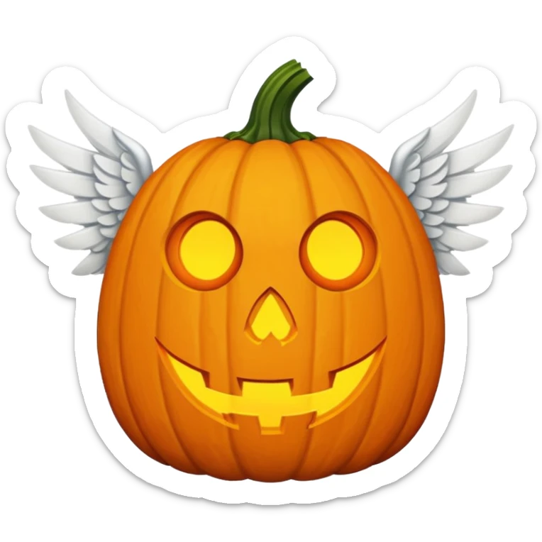 jack-o'-lantern with white wings and mystery symbols in the eyes. sticker