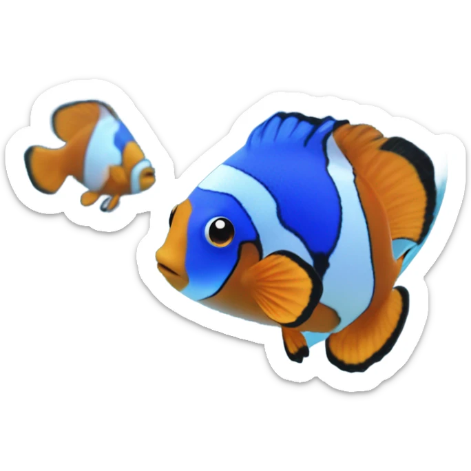 Blue clear Heart made out of water with a clownfish swimming inside  sticker
