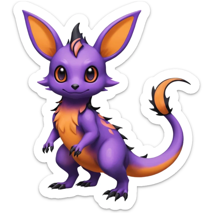 Rare exotic cute epic aesthetic Salandit-Eevee-Noibat-species-Fakemon-hybrid-creature, with markings, full body sticker