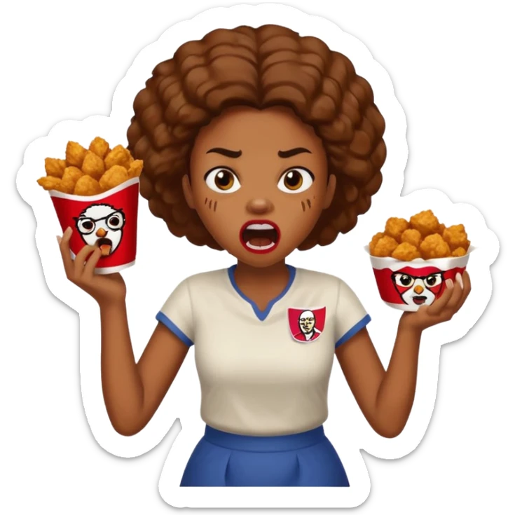 tsion angry black girl ragebait fat running 100 kfc chicken dirty mouth angry bad word sticker