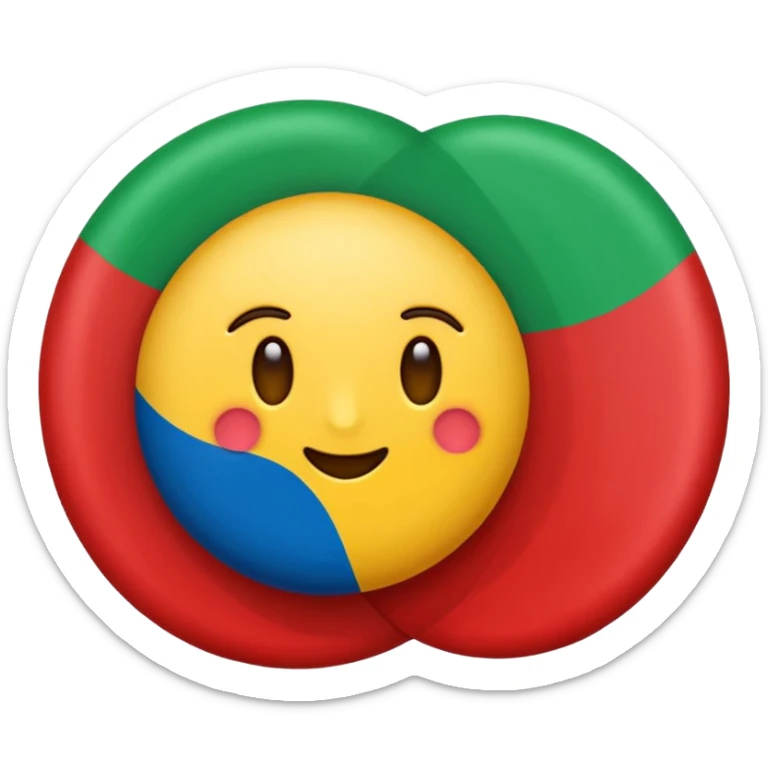 Emoji de bandera, mitad, azul y mitad inferior verde con un círculo rojo en el centro de la bandera en forma de rueda sticker
