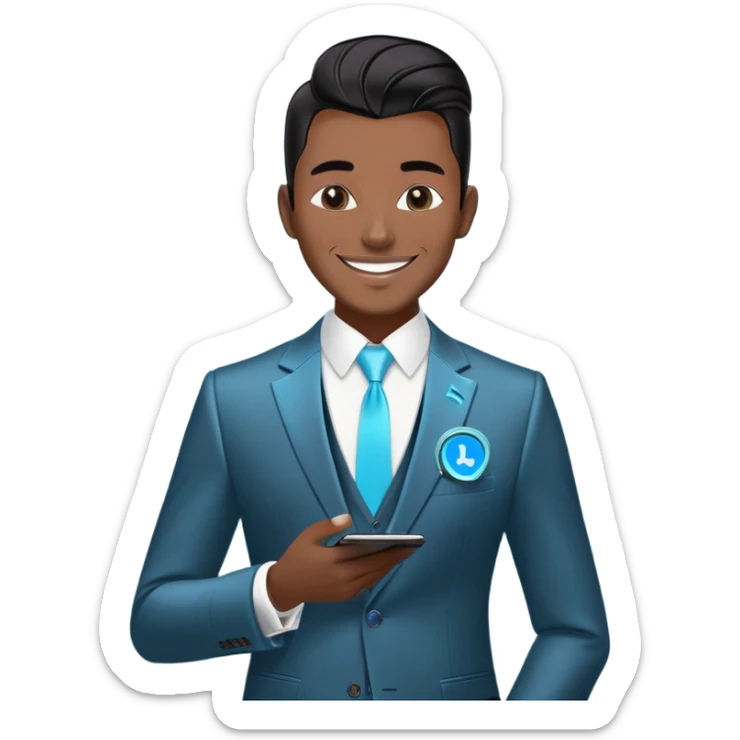 Gender: Male Hair: Slick pompadour with Bluetooth earpiece Face: Veneer smile masking laryngitis Clothes: Bespoke suit with holographic prospectus Action: Syncing investor Q&A across 8 time zones Hair: 100% natural black (no dyes/highlights) sticker