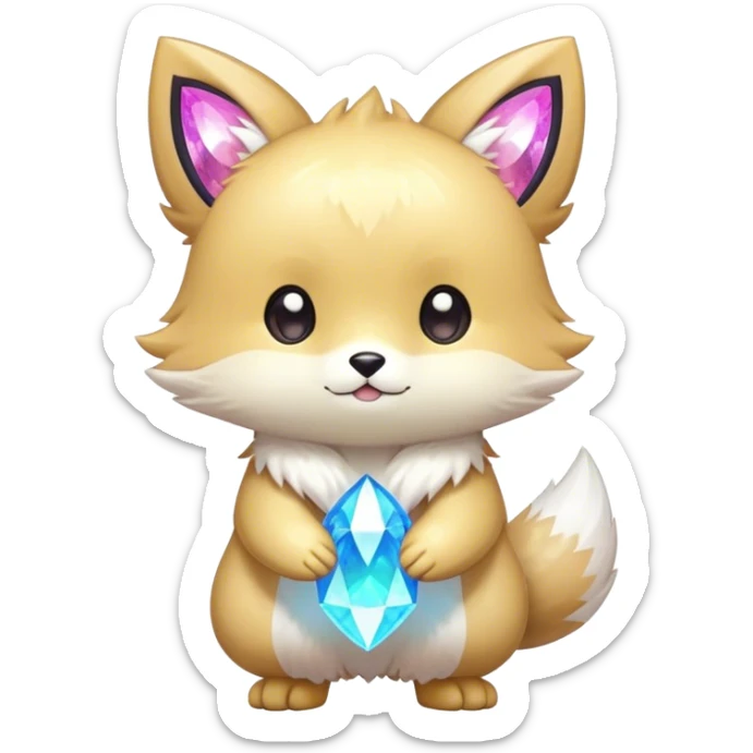 Cute Kawaii Chibi Fur-Sona Pretty Shiny Colorful Sparkly Fakemon Full Body sticker