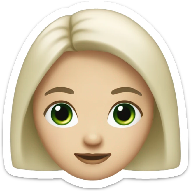 round face wide, fair skin, dark green eyes, thick black eyelashes, small nose, hair below the shoulders, hair color gray-blond.  sticker