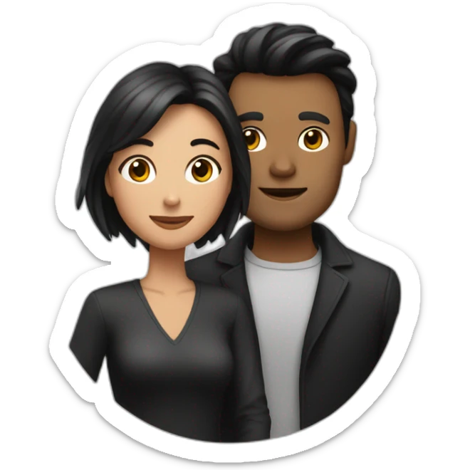 Un homme noir avec une femme brune qui tient un chat sticker