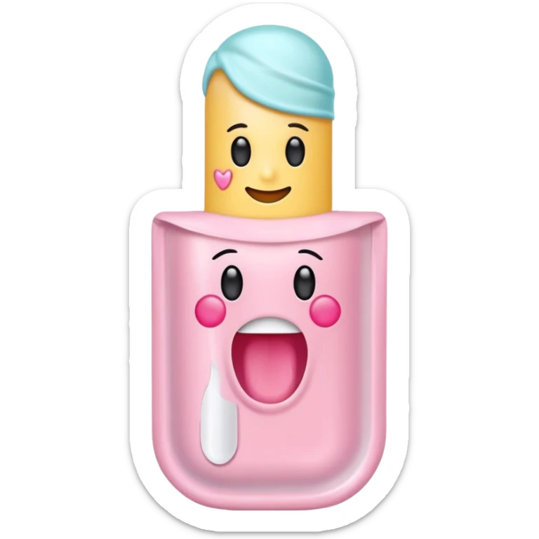 pastel-colored cosmetic tube with nail mask theme, showing a nail and peeling layer, emoji style sticker