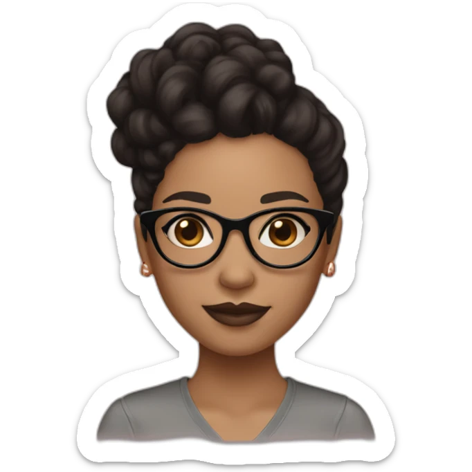 light skin girl with rose gold glasses and black to brown hair sticker