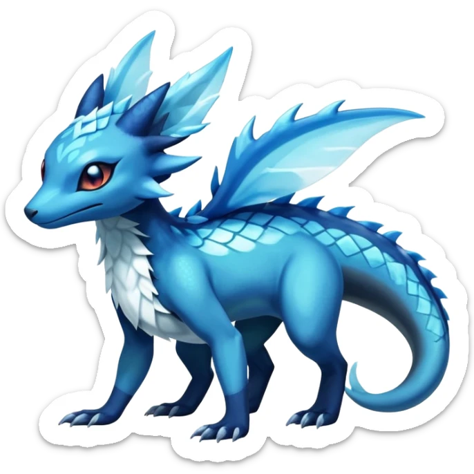 Colorful Dark Shiny Exotic Salandit-Aurorus-Glaceon-Fakémon-hybrid-creature (full body)  sticker