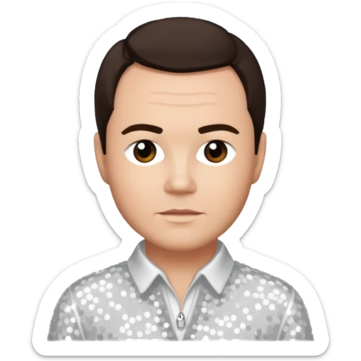 Tony Mortimer from East 17 with light skin, dark brown hair, white sequin outfit sticker