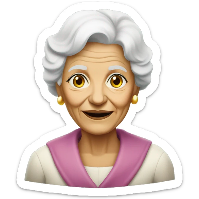 elderly woman holding a sign that says: PARABENS PELO BELO RP sticker