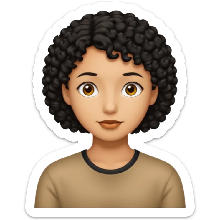 character emoji with tan skin and short black curly hair sticker