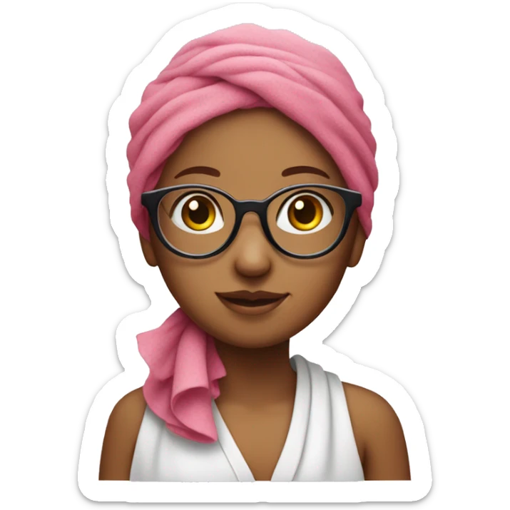 Girl with large round glasses and pink hair towel sticker
