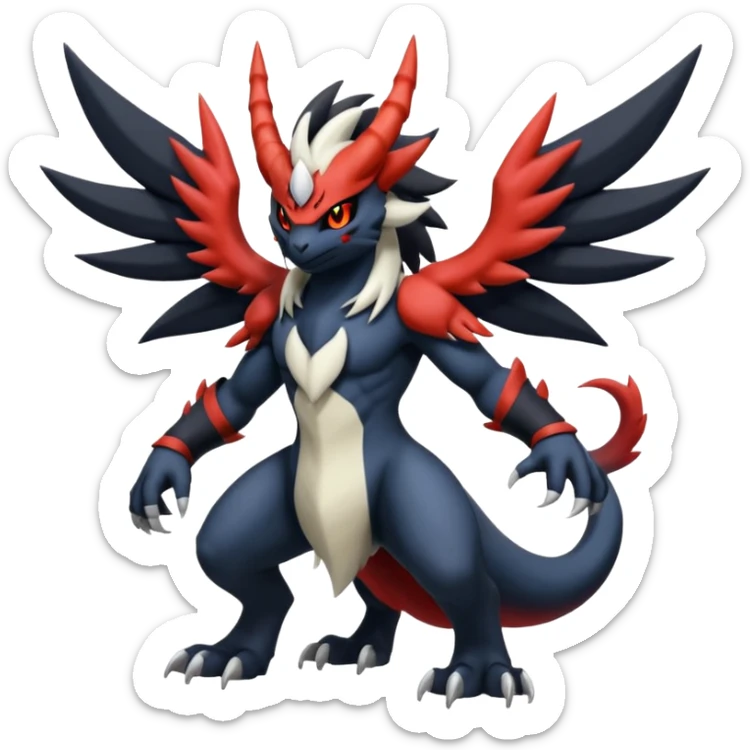 Handsome cool badass edgy Absol-Litten-Darkrai-Giratina-Yveltal-Pokémon-Fakémon-fusion-hybrid-creature sticker