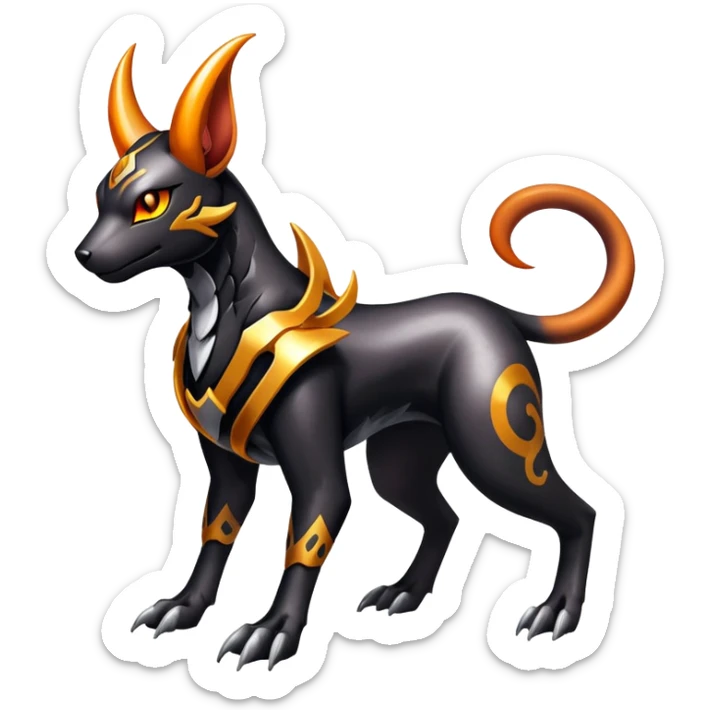 Shiny Gothic Exotic Futuristic Houndoom-Genesect-Torracat-Pokémon-Fakémon-hybrid-creature sticker