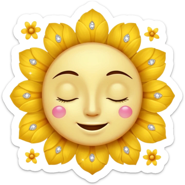 🥺🌸🥰😲✨ The face is a round yellow face, combined with other expressions and symbols. sticker