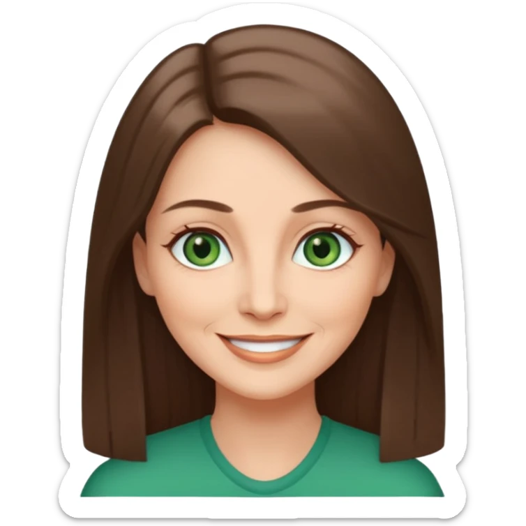Pretty older woman with green eyes and long straight Ash-brown hair square face  sticker
