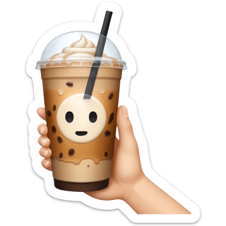 a white hand holding an iced coffee but just the hand and the cup, no faces sticker
