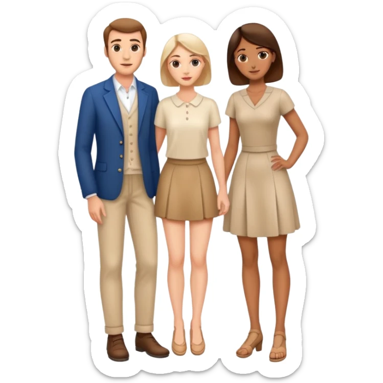 french pair men and woman photorealistic standing on feet sticker