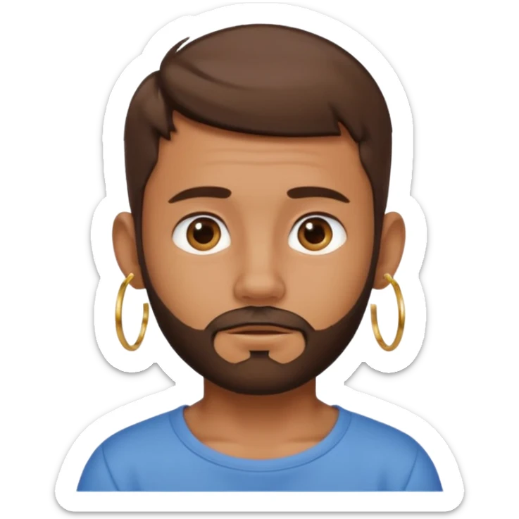 Boy with tanned skin, short brown hair, a sparse beard, and hoop earrings in his ears sticker