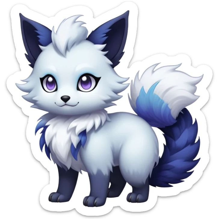 Kawaii dark edgy fantasy ethereal fursona Fakemon with tufted tail sticker