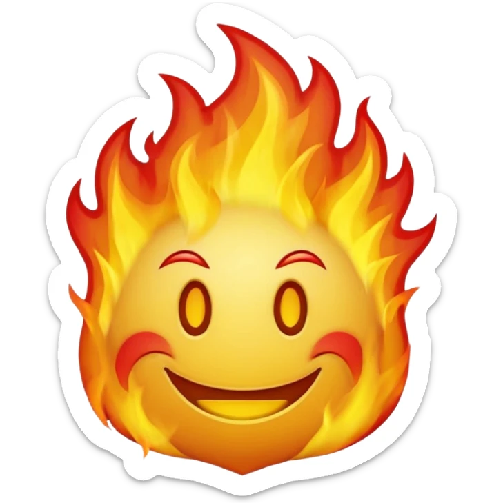 🙂🔥 cobine the two put the fire on topp of the head nothing more nothing less, stop with the ai don’t make it look like a person make it look like an yellow smiley face sticker